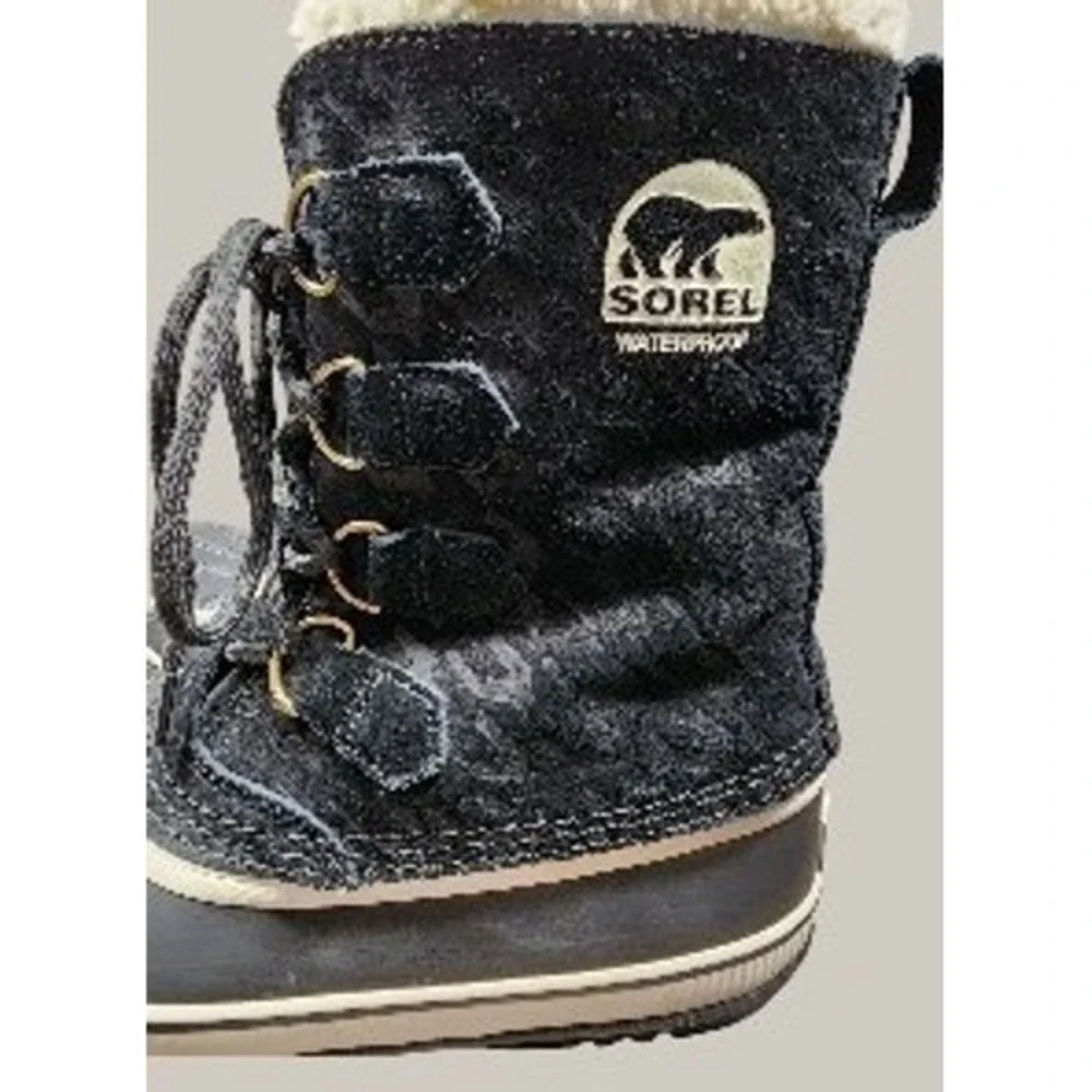 Sorel Caribou Waterproof Winter‎ Snow Boots Womens 9.5 Black Sherpa Lined 9.5